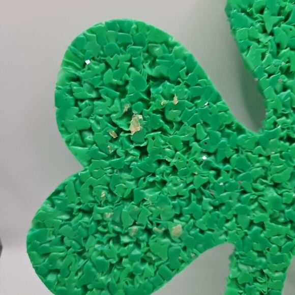 Vtg 10" H Melted Popcorn Plastic Decor St Patricks Day Holiday Green Clover Leaf - Picture 7 of 16